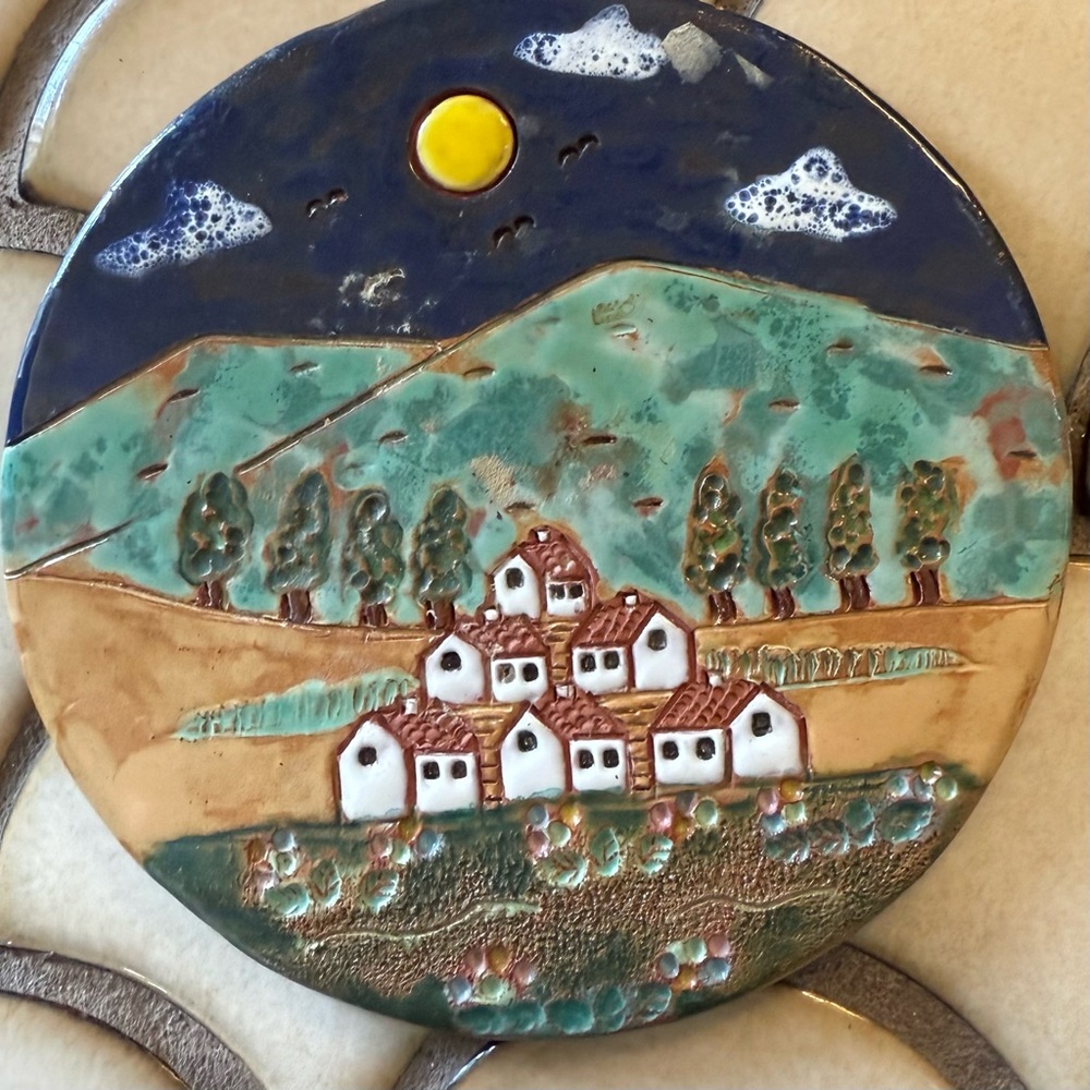 Arcil Lousa Portugal Ceramic Artisan Mission Pueblo Pottery, Hanging/Trivet Art